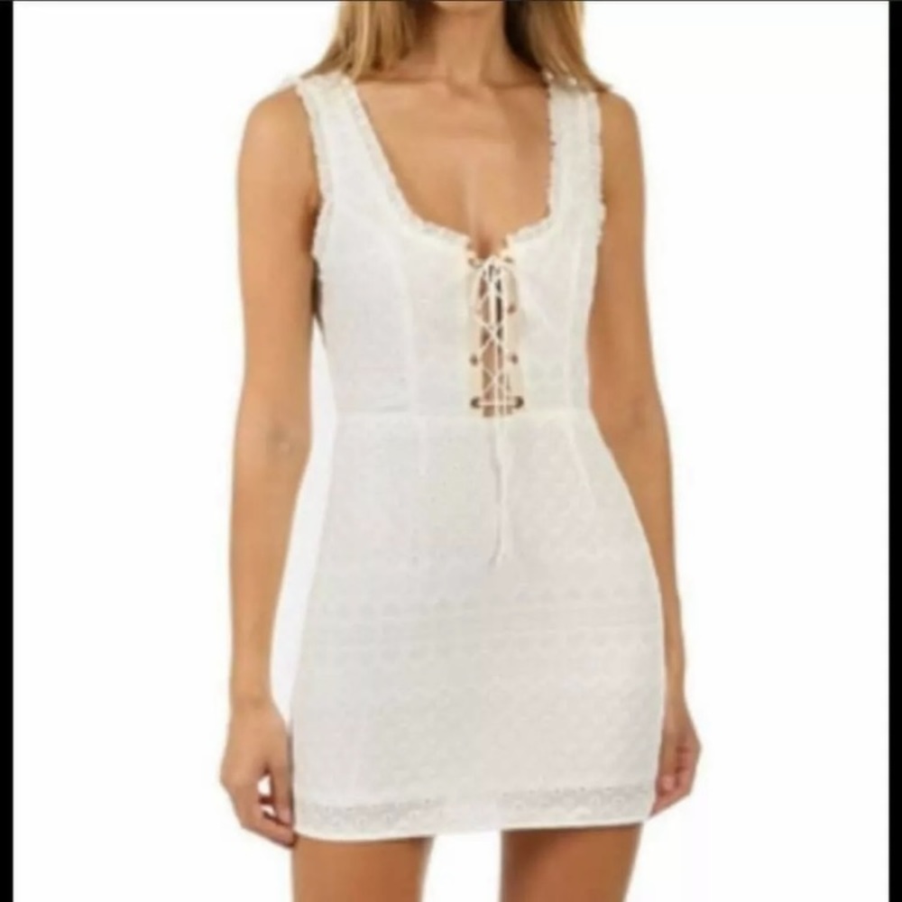 For Love & Lemons Charlotte Eyelet White Lace Up - Size Small